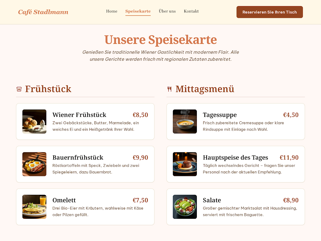 Website-Mockup Café Stadlmann Wien — Ansicht 4