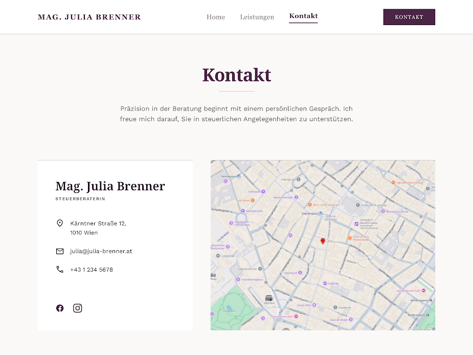 Website-Mockup Steuerberatung Julia Brenner — Ansicht 2
