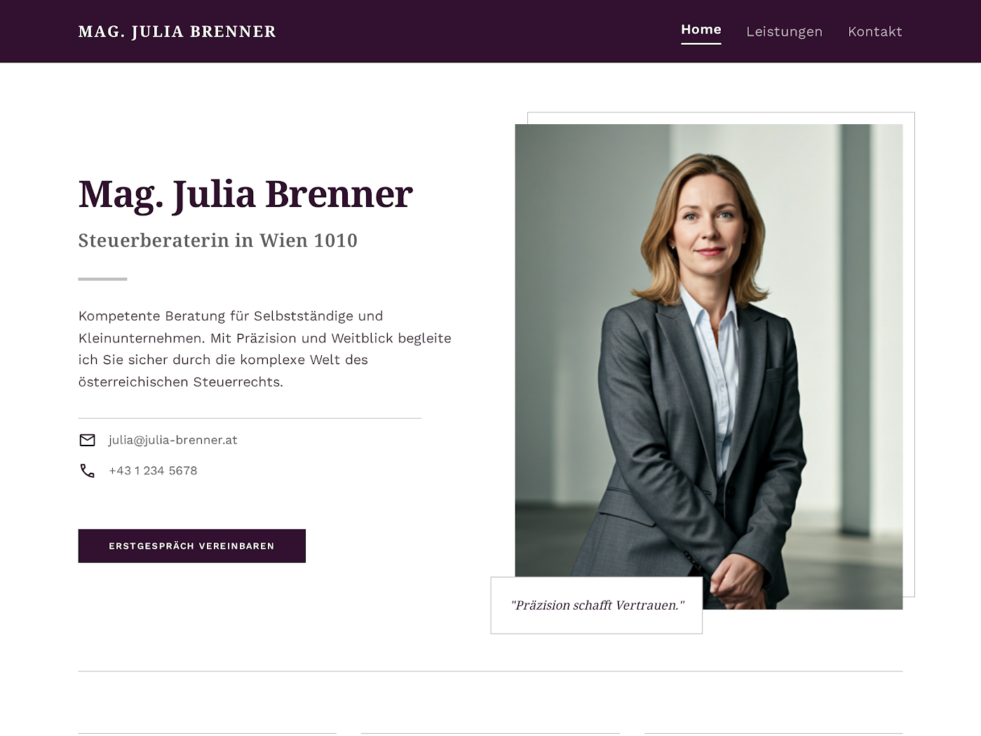 Website-Mockup Steuerberatung Julia Brenner — Ansicht 4