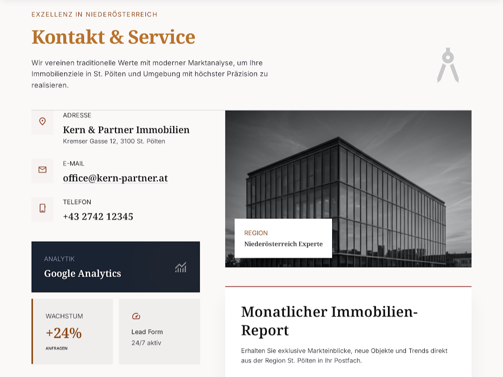 Website-Mockup Immobilien Kern & Partner St. Pölten — Ansicht 1
