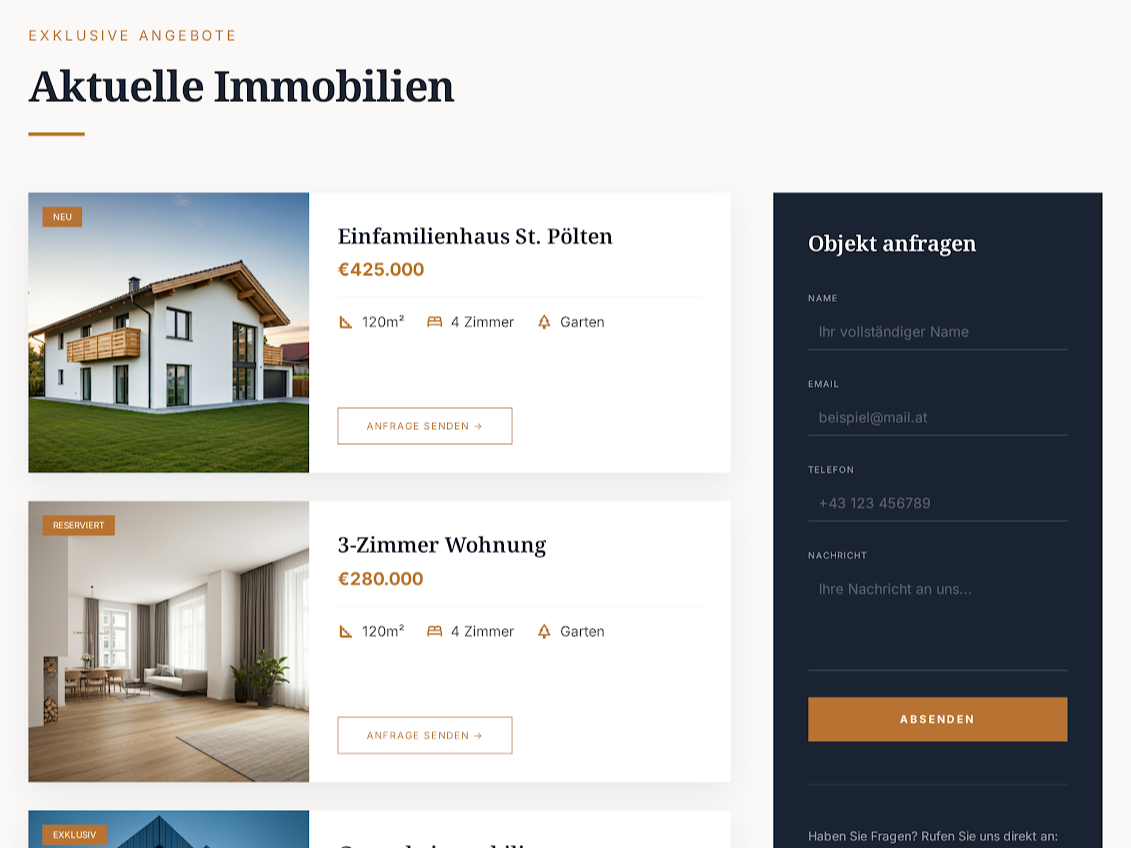 Website-Mockup Immobilien Kern & Partner St. Pölten — Ansicht 3