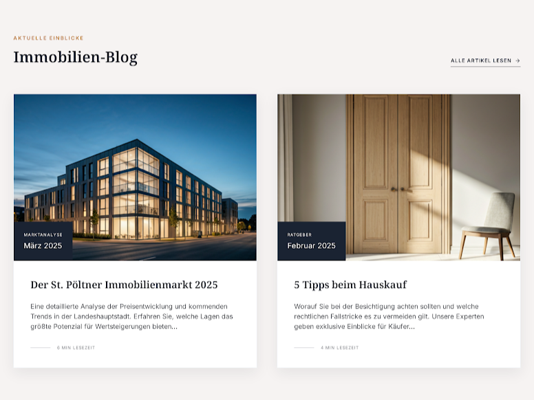 Website-Mockup Immobilien Kern & Partner St. Pölten — Ansicht 4