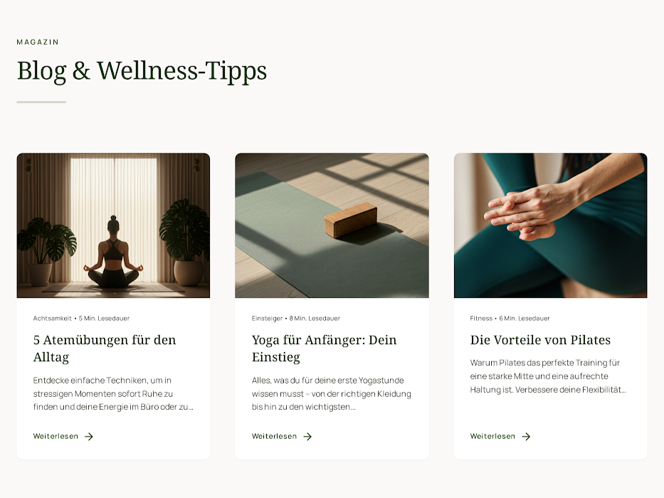 Website-Mockup YogaVibe Studio Baden — Ansicht 2