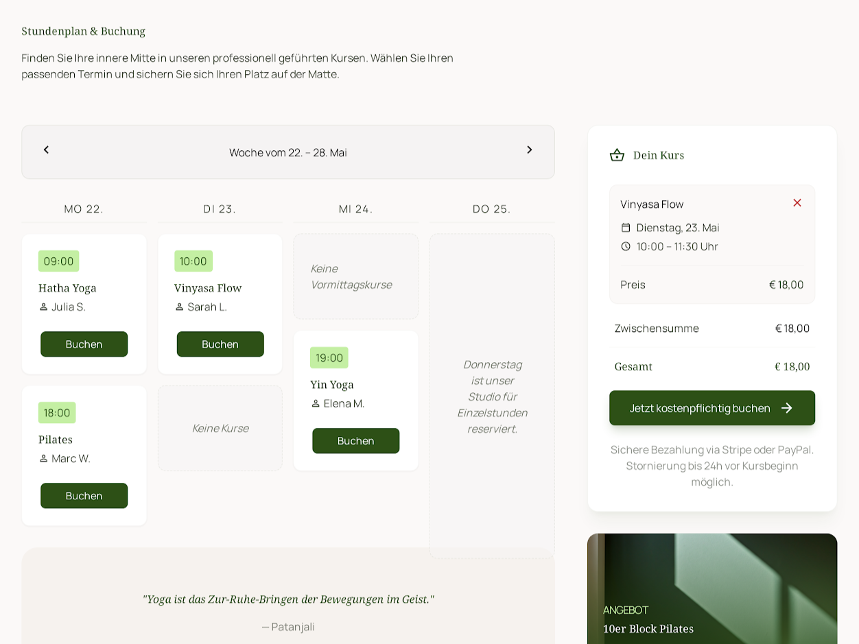 Website-Mockup YogaVibe Studio Baden — Ansicht 4